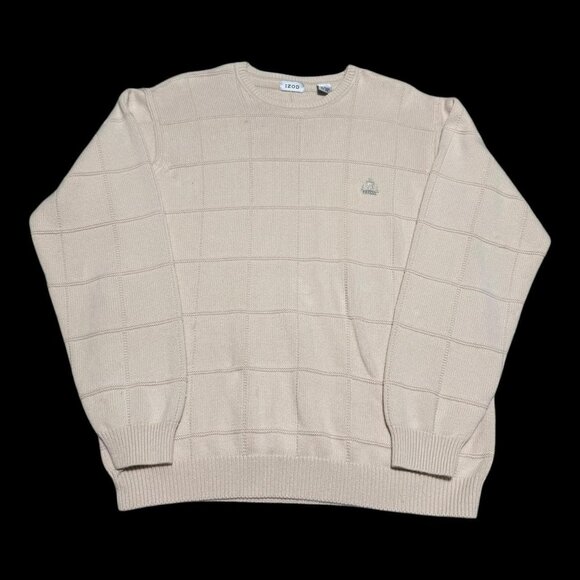 Vintage IZOD Japan Made‎ White Stained Crewneck Sweater Adult Large - Picture 1 of 6